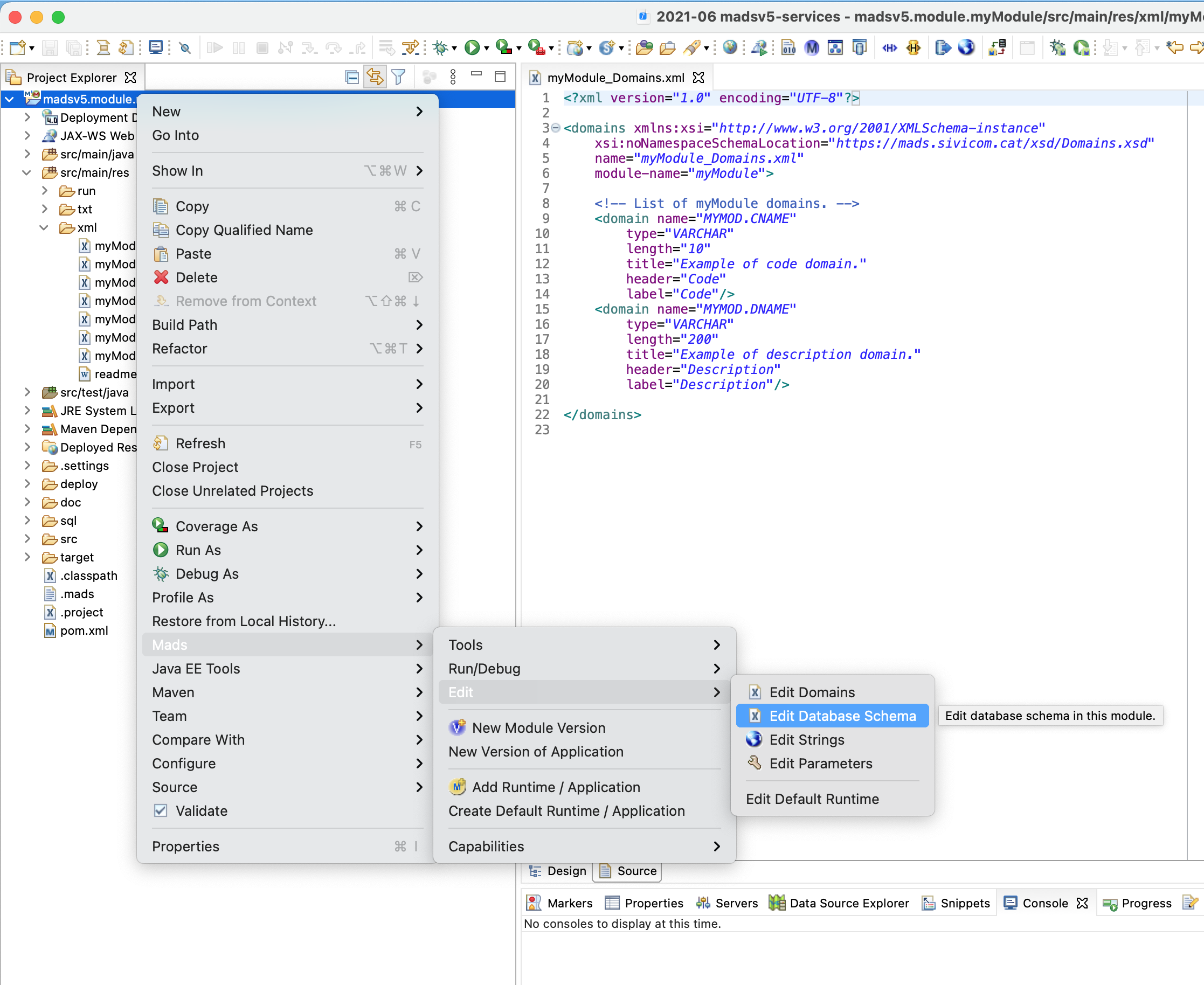 Mads - > Edit Database