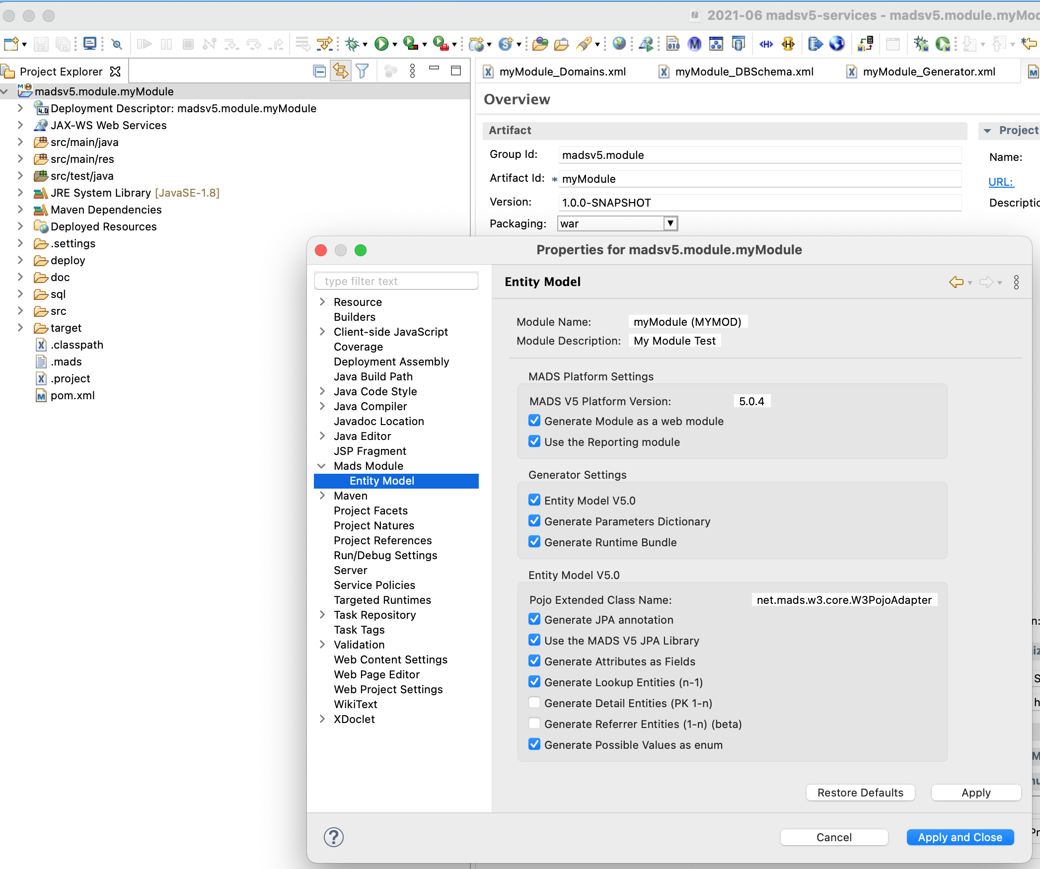Mads Module - Entity Model